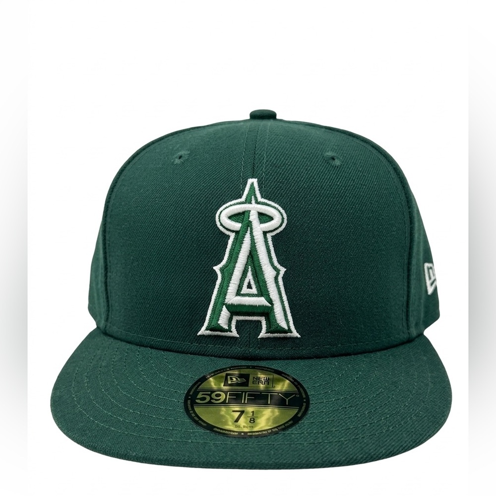 New Era Green Fitted Cap with White Trimmed 'A' Logo